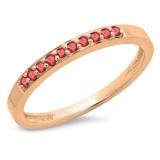 0.15 Carat (ctw) 10K Rose Gold Round Ruby Ladies Anniversary Wedding Band Stackable Ring