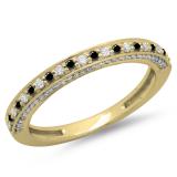 0.40 Carat (ctw) 10K Yellow Gold Round Cut Black & White Diamond Ladies Anniversary Wedding Band Stackable Ring