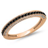 0.40 Carat (ctw) 10K Rose Gold Round Cut Black & White Diamond Ladies Anniversary Wedding Band Stackable Ring