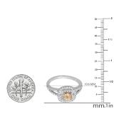 0.80 Carat (ctw) 10K White Gold Round Champagne & White Diamond Ladies Split Shank Engagement Halo Bridal Ring 3/4 CT