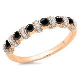 0.55 Carat (ctw) 10K Rose Gold Round Black & White Diamond Ladies Bridal Stackable Wedding Band Anniversary Ring 1/2 CT