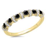 0.55 Carat (ctw) 18K Yellow Gold Round Black & White Diamond Ladies Bridal Stackable Wedding Band Anniversary Ring 1/2 CT