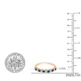 0.55 Carat (ctw) 18K Rose Gold Round Blue & White Diamond Ladies Bridal Stackable Wedding Band Anniversary Ring 1/2 CT