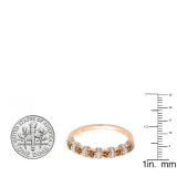 0.55 Carat (ctw) 10K Rose Gold Round Champagne & White Diamond Ladies Bridal Stackable Wedding Band Anniversary Ring 1/2 CT