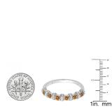 0.55 Carat (ctw) 14K White Gold Round Champagne & White Diamond Ladies Bridal Stackable Wedding Band Anniversary Ring 1/2 CT