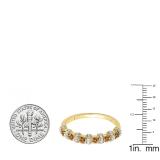 0.55 Carat (ctw) 14K Yellow Gold Round Champagne & White Diamond Ladies Bridal Stackable Wedding Band Anniversary Ring 1/2 CT