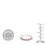 0.55 Carat (ctw) 10K Rose Gold Round Pink Sapphire And White Diamond Ladies Bridal Stackable Wedding Band Anniversary Ring 1/2 CT