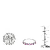 0.55 Carat (ctw) 18K White Gold Round Pink Sapphire And White Diamond Ladies Bridal Stackable Wedding Band Anniversary Ring 1/2 CT