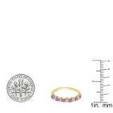 0.55 Carat (ctw) 18K Yellow Gold Round Pink Sapphire And White Diamond Ladies Bridal Stackable Wedding Band Anniversary Ring 1/2 CT