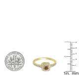 0.33 Carat (ctw) 10K Yellow Gold Round Champagne & White Diamond Ladies Halo Style Bridal Engagement Ring 1/3 CT