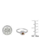 0.33 Carat (ctw) 14K White Gold Round Champagne & White Diamond Ladies Halo Style Bridal Engagement Ring 1/3 CT