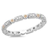 0.25 Carat (ctw) 10K White Gold Round Champagne And White Diamond Ladies Vintage Style Anniversary Wedding Eternity Band Stackable Ring 1/4 CT