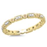 0.25 Carat (ctw) 14K Yellow Gold Round Champagne And White Diamond Ladies Vintage Style Anniversary Wedding Eternity Band Stackable Ring 1/4 CT