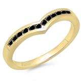 0.25 Carat (ctw) 14K Yellow Gold Round Black Diamond Ladies Anniversary Wedding Stackable Band Guard Chevron Ring 1/4 CT