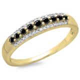 0.40 Carat (ctw) 14K Yellow Gold Round Black & White Diamond Ladies Anniversary Wedding Band Stackable Ring