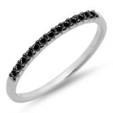 0.15 Carat (ctw) 14k White Gold Round Black Diamond Ladies Anniversary Wedding Band Stackable Ring