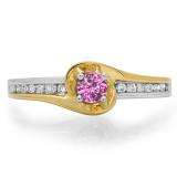 0.40 Carat (ctw) 10K Two Tone Gold Round Cut Pink Sapphire & White Diamond Ladies Twisted Bridal Engagement Ring