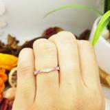 18K White Gold Round Pink Sapphire & White Diamond Ladies Vintage Style Wedding Eternity Band Ring