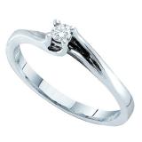 0.09 CT 14k White Gold Round Diamond Solitaire Bridal Engagement Set