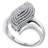 0.40 Carat (ctw) 10k White Gold Round White Diamond Ladies Cocktail Engagement Ring