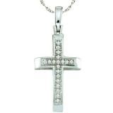 0.05 Carat (ctw) Sterling Silver Micro Pave White Diamond Ladies Religious Cross Pendant