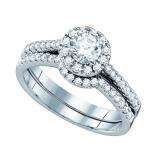 0.51 Carat (ctw) 14K White Gold Brilliant White Diamond Ladies Bridal Engagement Ring Set With Matching Band