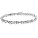 0.31 Carat (ctw) Sterling Silver Real Round Cut White Diamond Ladies Tennis Bracelet 1/3 CT