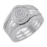 0.33 Carat (ctw) 10k White Gold Round White Diamond Split Shank Ladies Micro Pave Bridal Wedding Ring Set 1/3 CT