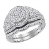 0.50 Carat (ctw) 10k White Gold Round White Diamond Ladies Micro Pave Bridal Wedding Ring Set 1/2 CT