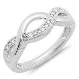 0.05 Carat (ctw) Sterling Silver Round Diamond Ladies Infinity Love Swirl Wedding Anniversary Ring