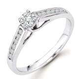 0.67 Carat (ctw) 14k White Gold Round Diamond Channel Set Ladies Engagement Bridal Ring 1/3 CT center