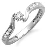0.15 Carat (ctw) 10k White Gold Round Diamond Ladies Promise Bridal Engagement Ring