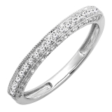 0.40 Carat (ctw) 14k White Gold Round Diamond Ladies Anniversary Wedding Band Enhancer Guard Ring