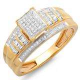 0.33 Carat (ctw) 10K Yellow Gold Round & Baguette Cut Ladies Diamond Bridal Ring