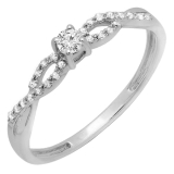 0.20 Carat (ctw) Round White Diamond Split Shank Bridal Engagement Ring, 10K White Gold