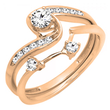 0.50 Carat (ctw) 14k Rose Gold Round Diamond Ladies Swirl Bridal Engagement Ring Matching Band Set 1/2 CT