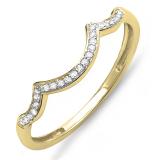 0.10 Carat (ctw) 10K Yellow Gold Round Cut Diamond Ladies Stackable Anniversary Wedding Contour Band Guard Ring 1/10 CT