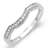 0.15 Carat (ctw) 10K White Gold Round Diamond Anniversary Ring Wedding Matching Guard Band