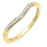 0.10 Carat (ctw) 18K Yellow Gold Round Diamond Ladies Anniversary Wedding Band Guard Ring 1/10 CT