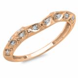 0.10 Carat (ctw) 10K Rose Gold Round Diamond Ladies Anniversary Wedding Stackable Matching Band 1/10 CT