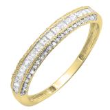 0.45 Carat (ctw) 14k Yellow Gold Princess & Round Diamond Ladies Anniversary Wedding Matching Band Stackable Ring