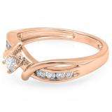 0.25 Carat (ctw) 14k Rose Gold Round Diamond Crossover Split Shank Ladies Bridal Promise Engagement Ring 1/4 CT
