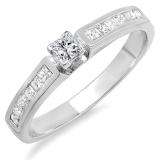 0.78 Carat (ctw) 14k White Gold Princess Diamond Ladies Bridal Engagement Ring 3/4 CT