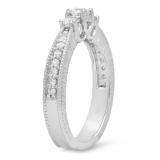 0.65 Carat (ctw) 14k White Gold Round Diamond 3 Stone Ladies Bridal Engagement Ring