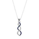 0.10 Carat (ctw) 10k White Gold Round Diamond and Blue Sapphire Ladies Infinity Pendant 1/10 CT