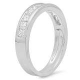 0.70 Carat (ctw) 14K White Gold Princess White Diamond Anniversary Wedding Stackable Ring Band 3/4 CT