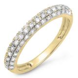 0.45 Carat (ctw) 18k Yellow Gold Round White Diamond Ladies Anniversary Wedding Band Stackable Ring 1/2 CT