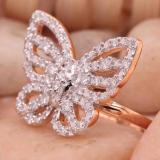 0.70 Carat (ctw) Round White Diamond Ladies Butterfly Cocktail Right Hand Ring 3/4 CT 14K Rose Gold