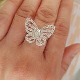0.70 Carat (ctw) Round White Diamond Ladies Butterfly Cocktail Right Hand Ring 3/4 CT 14K White Gold