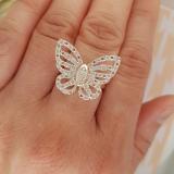 0.70 Carat (ctw) Round White Diamond Ladies Butterfly Cocktail Right Hand Ring 3/4 CT 18K Rose Gold